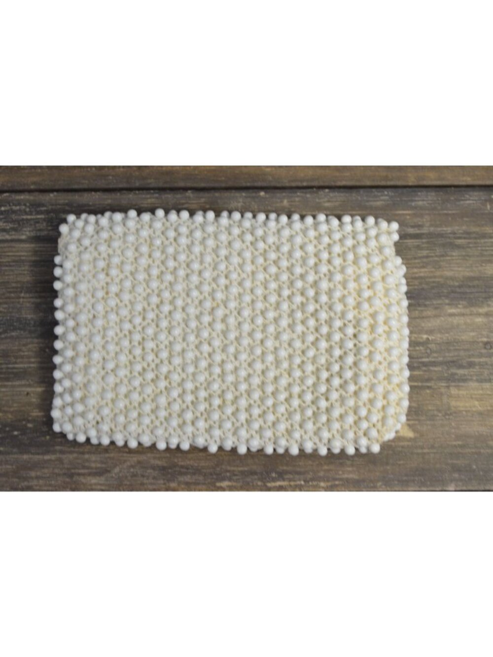 Vintage Coin Purse Snap Closure Cream Beaded Party Holder - Picture 5 of 8
